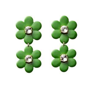 Kate Spade New York X Target Green Floral Linear Dangle Earrings Limited Edition